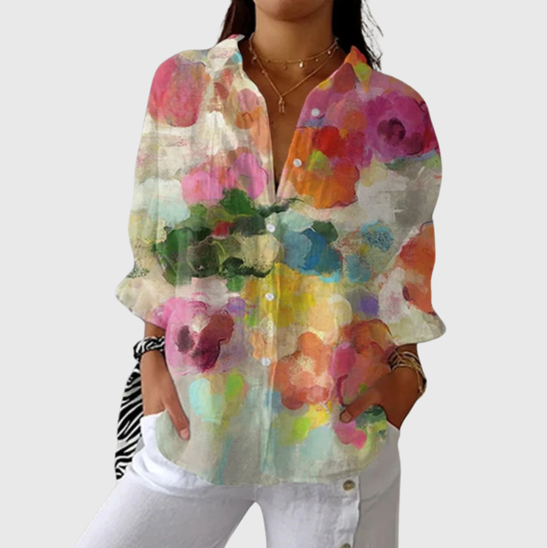 Blusa Crema de Flores en Acuarela Suave