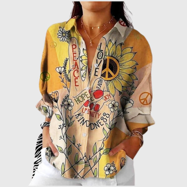 Blusa Amarilla de Girasoles y Mensajes