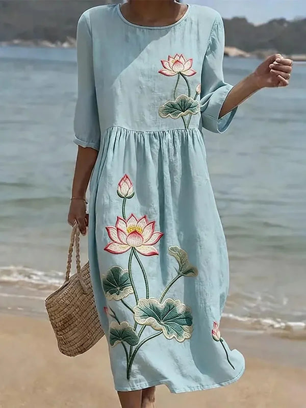 Rosalía | Vestido de flores en azul