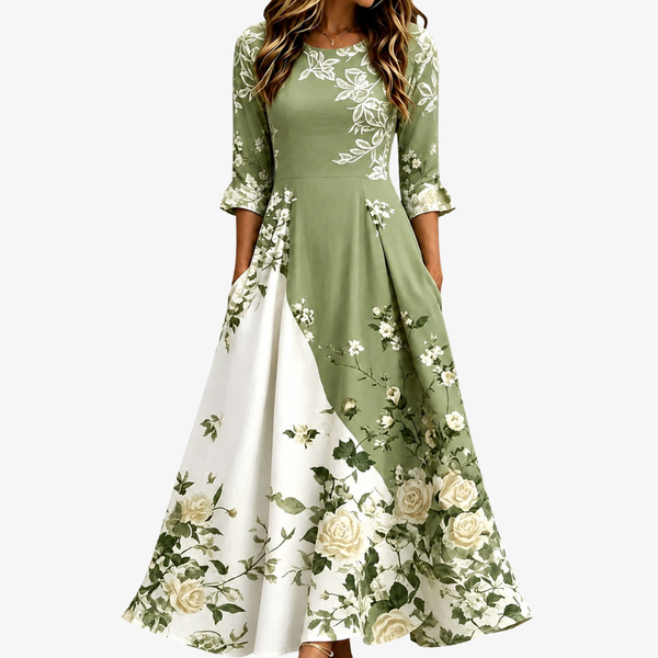 Sabina | Vestido largo de flores con bolsillos