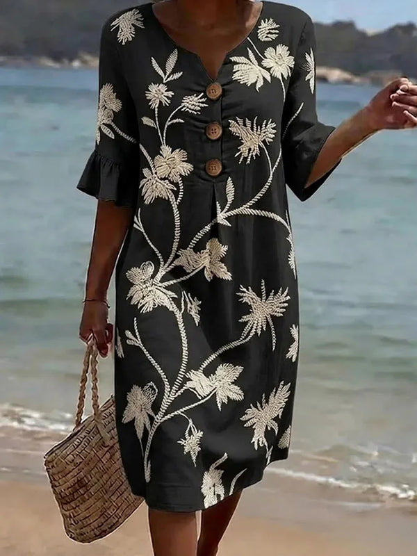 Emilia | Vestido de flores en negro