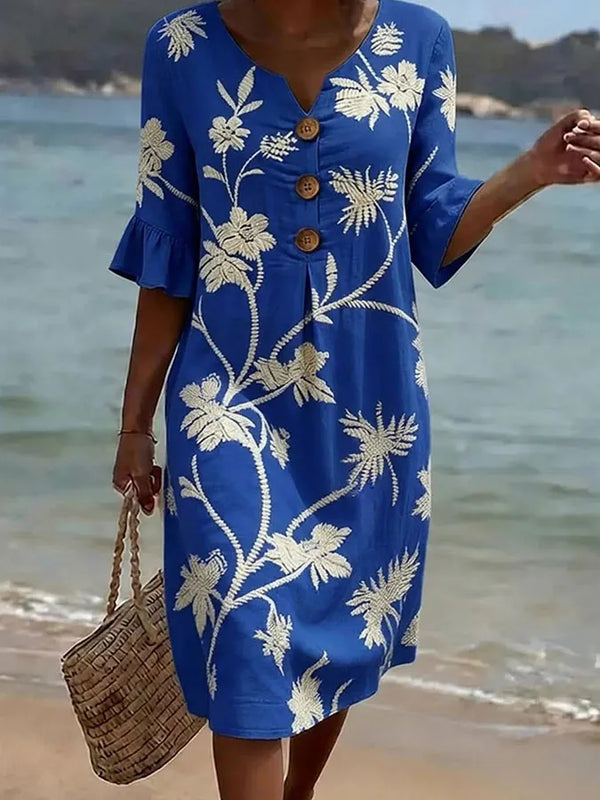 Felisa | Vestido de flores en azul