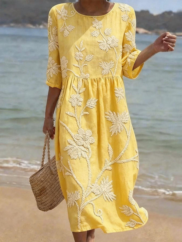 Milagros | Vestido de flores en amarillo