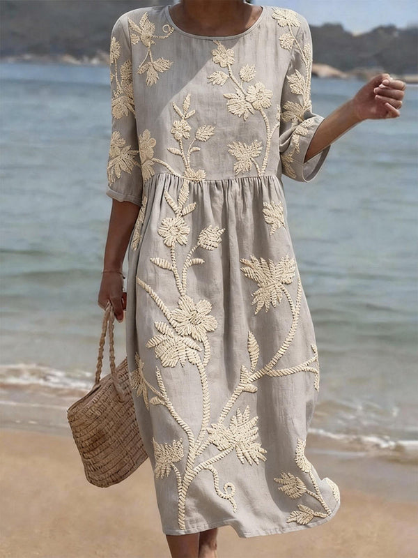 Hortensia | Vestido de flores en gris